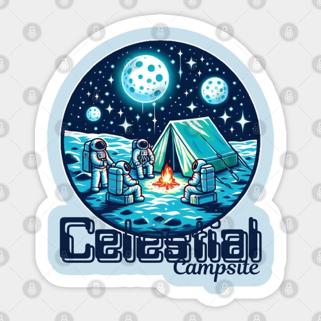 Astronaut Camping outdoors Sticker by LionKingShirts